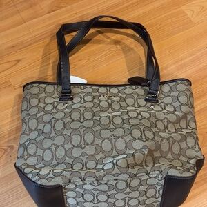 Coach Signature Canvas Tote - Black and Tan